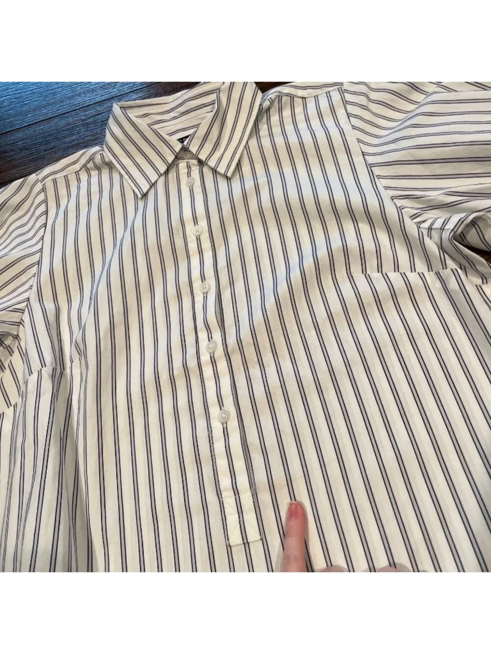 NWT J.Crew Embroidered Shirt-Dress Sz 2 Striped White Blue Short Sleeve Preppy